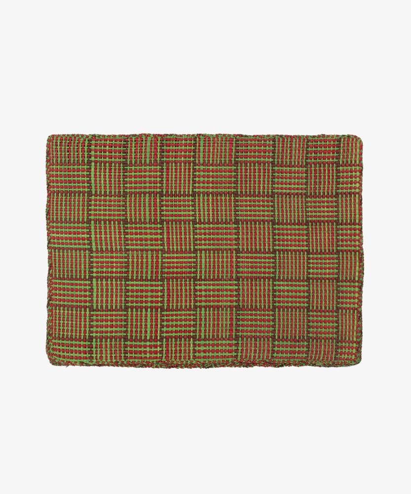 Straw placemat - SET OF 6- GREEN & RED