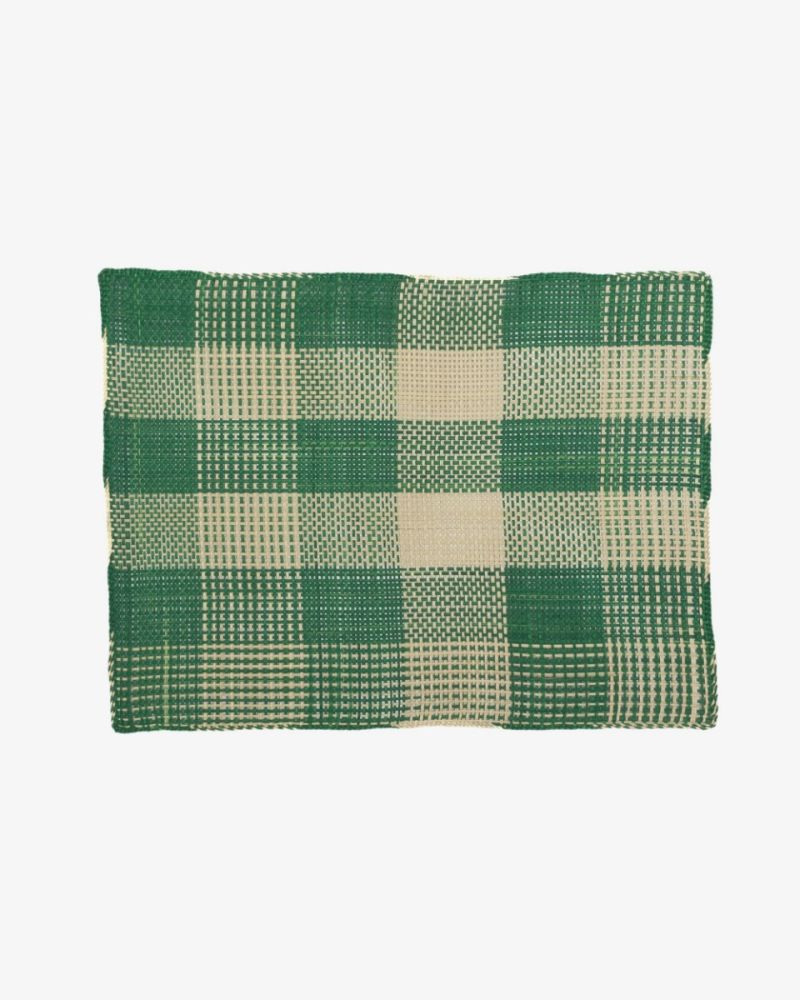 Rectangular placemat - 1 UNIT - BEIGE & DARK GREEN