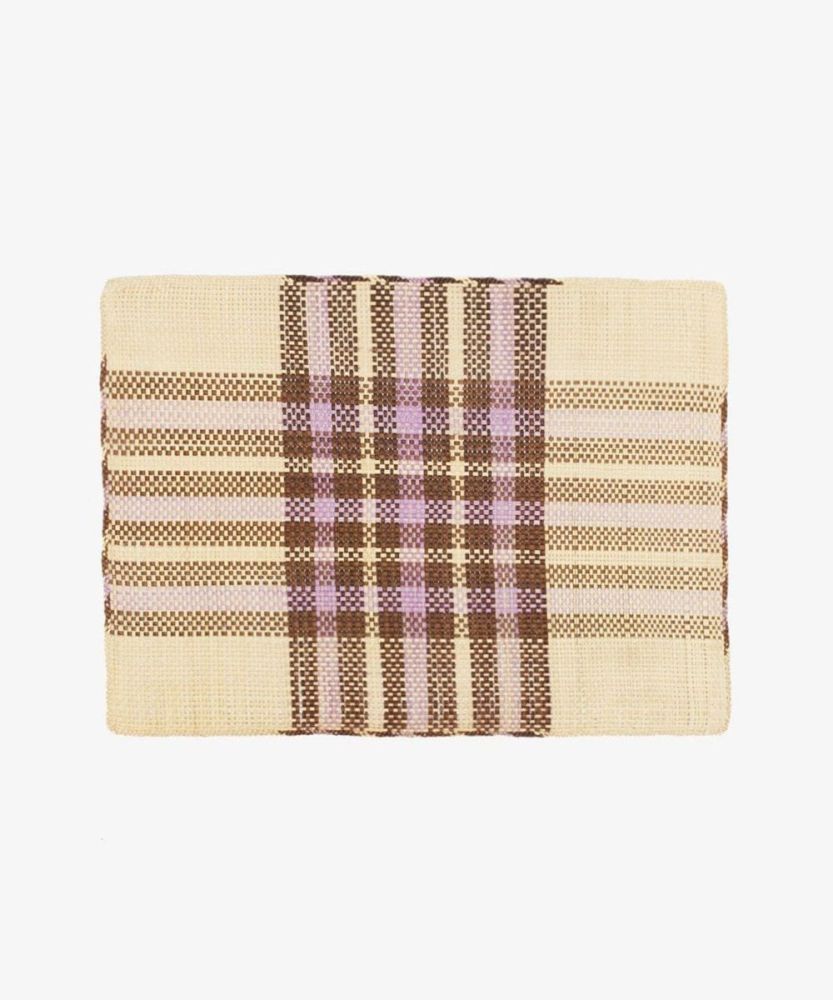 Straw placemat- set of 6- BROWN & LILAC