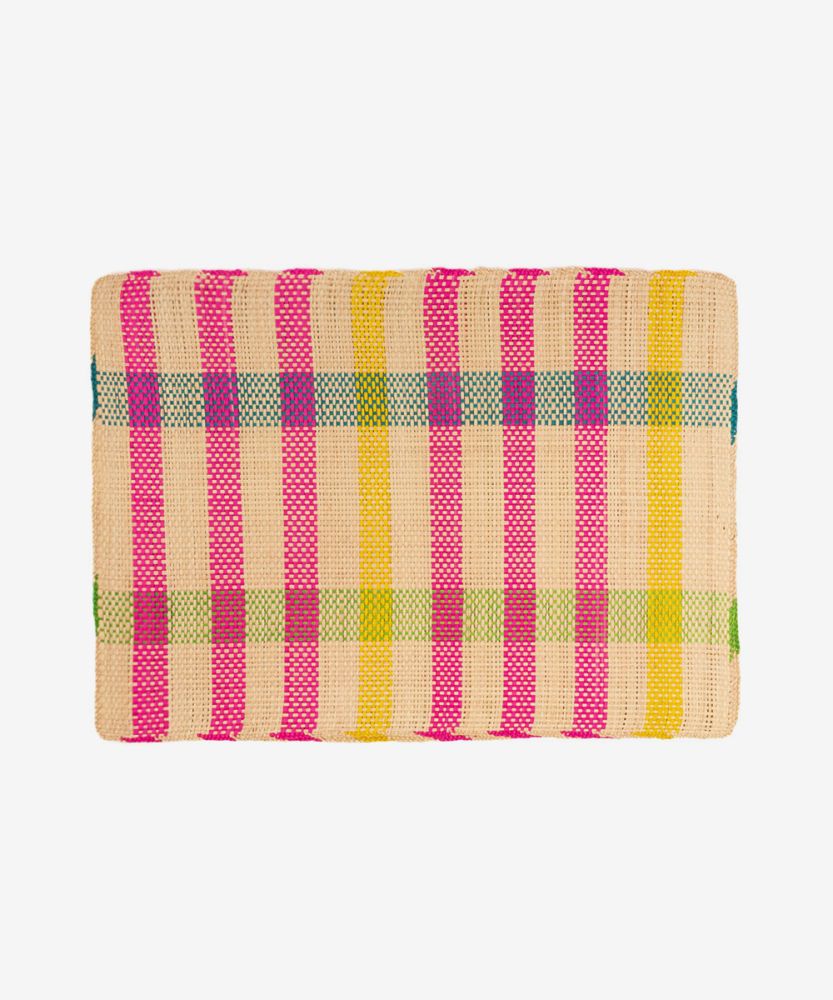 INDIVIDUAL RECTANGULAR IRACA- SET 6 - FUCSIA Y AMARILLO