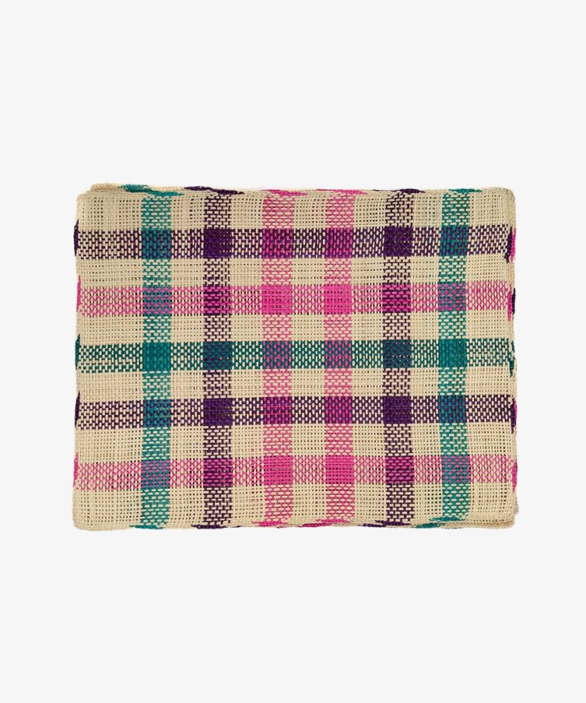 Straw placemat- SET OF 6- PURPLE, GREEN & FUCHSIA