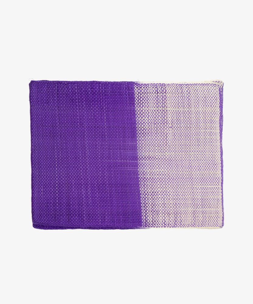 INDIVIDUAL RECTANGULAR IRACA- SET 6 - MORADO Y BEIGE