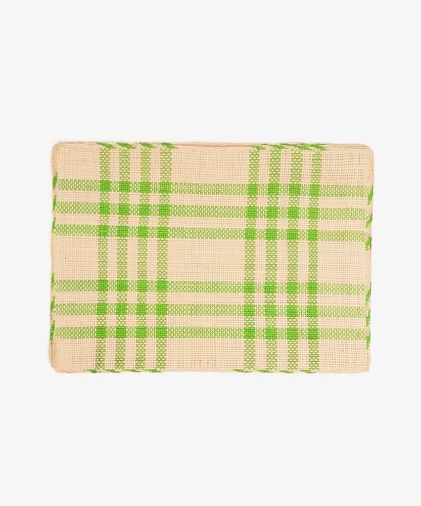 INDIVIDUAL RECTANGULAR IRACA, SET 6 -VERDE lima & Beige