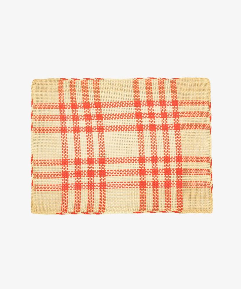 Straw placemat- SET OF 6 - ORANGE & BEIGE