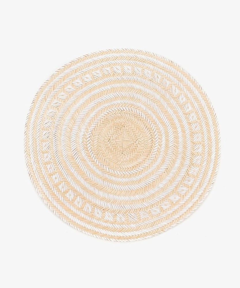 Round Placemat Mawisa - 1 UNIT – white & natural
