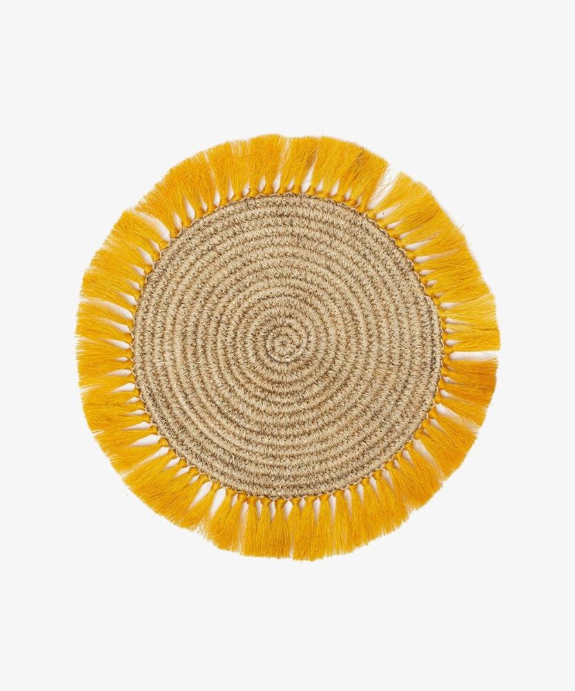 FIQUE PLACEMAT TOAST WITH FRINGES - MUSTARD