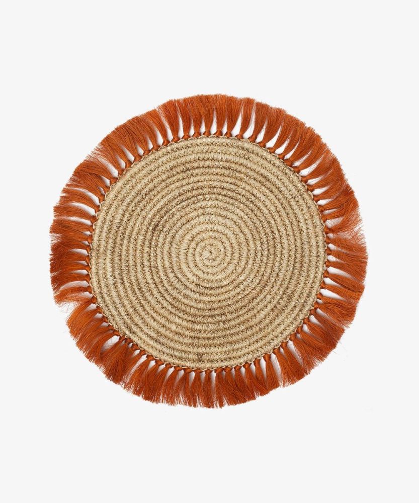 FIQUE PLACEMAT TOAST WITH FRINGES - TERRACOTTA