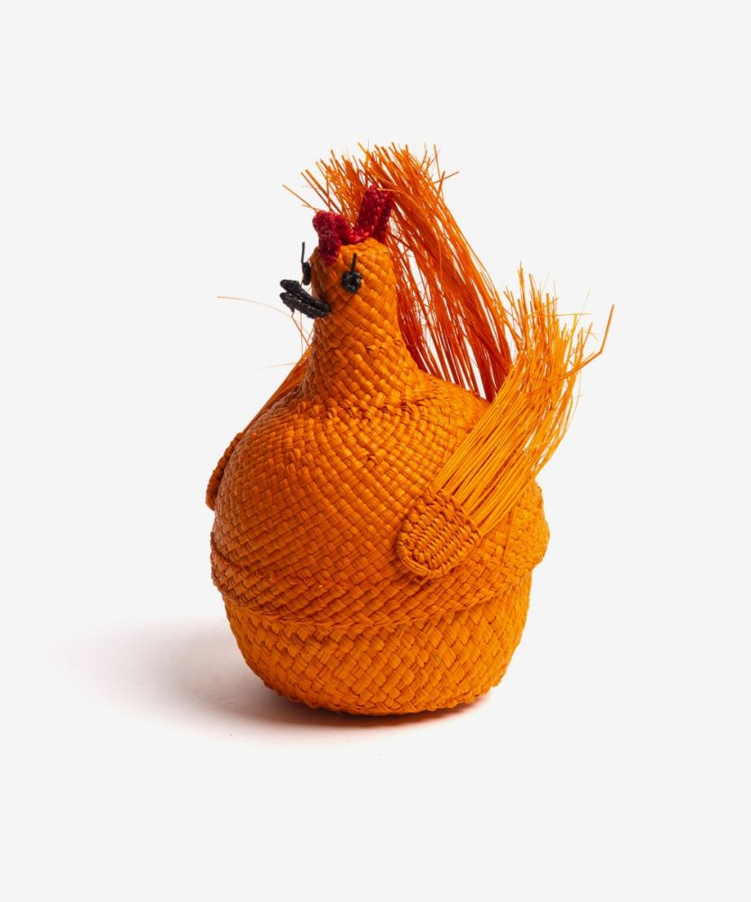 CESTO FORMA DE GALLINA - NARANJA