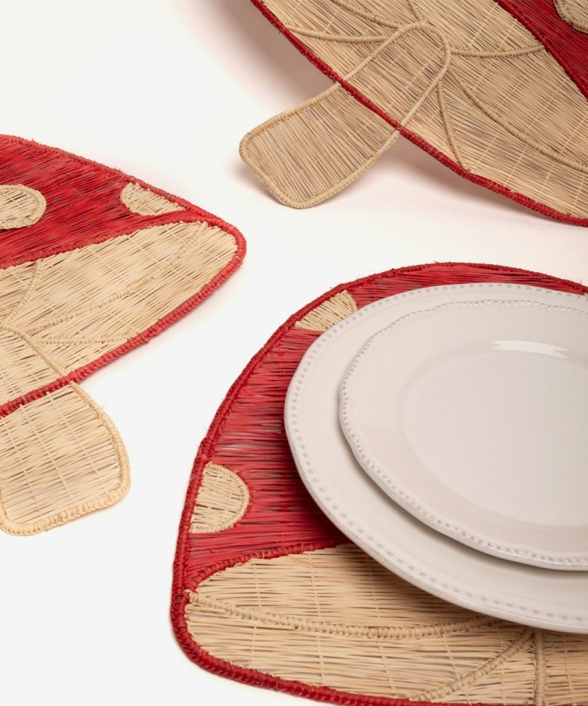 Placemat MUSHROOM Shape - Red & Beige