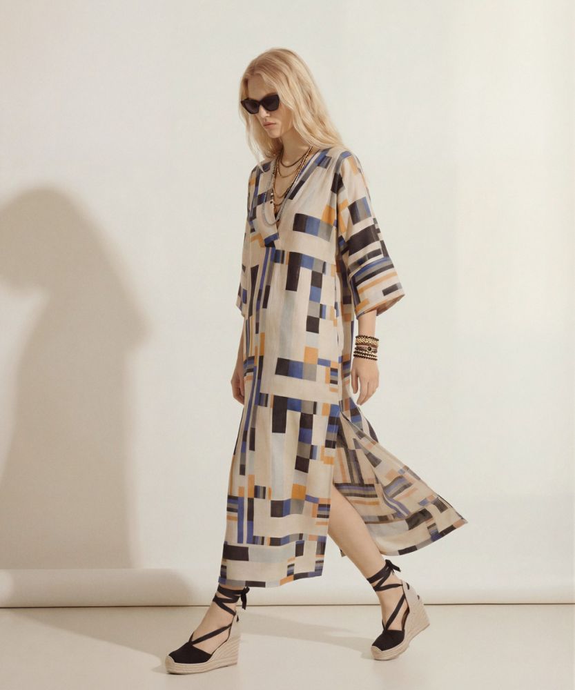 LINEN DRESS - CAPRICORNUS - BEIGE & TOAST
