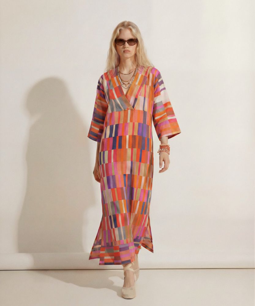 LINEN DRESS - OCTANT - PINK & BEIGE