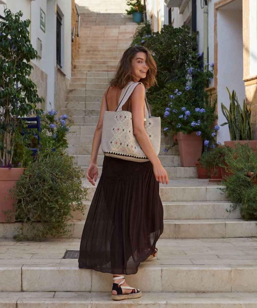 Bolso Shopping L -CAELUM - GRIS Y BEIGE