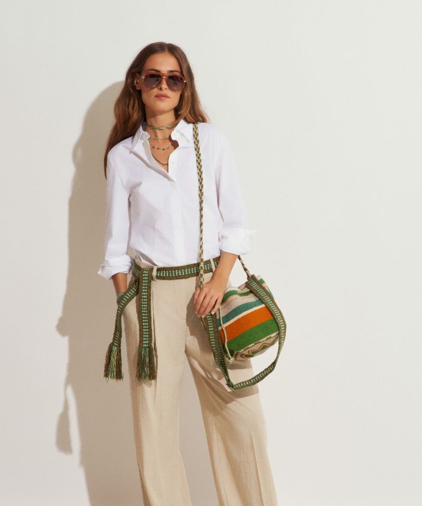 BOLSO MITRA CON ASA AJUSTABLE- AMARANTH - VERDE Y GRIS