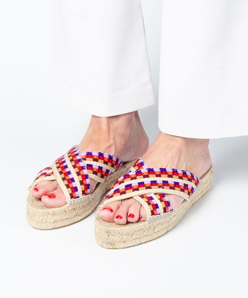 ESPADRILLE WITH CROSSED BAND - PURPLE & RED