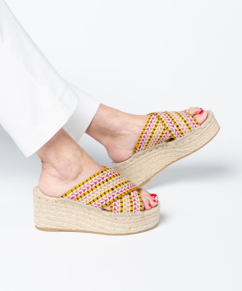 ESPADRILLE GALA- YELLOW & PINK