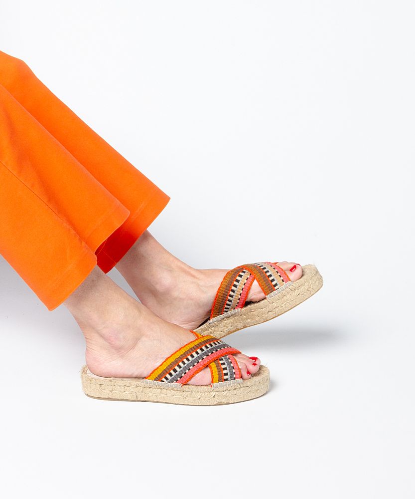 ESPADRILLE WITH CROSSED BAND - SS24 COLLECTION - ORANGE & BLACK