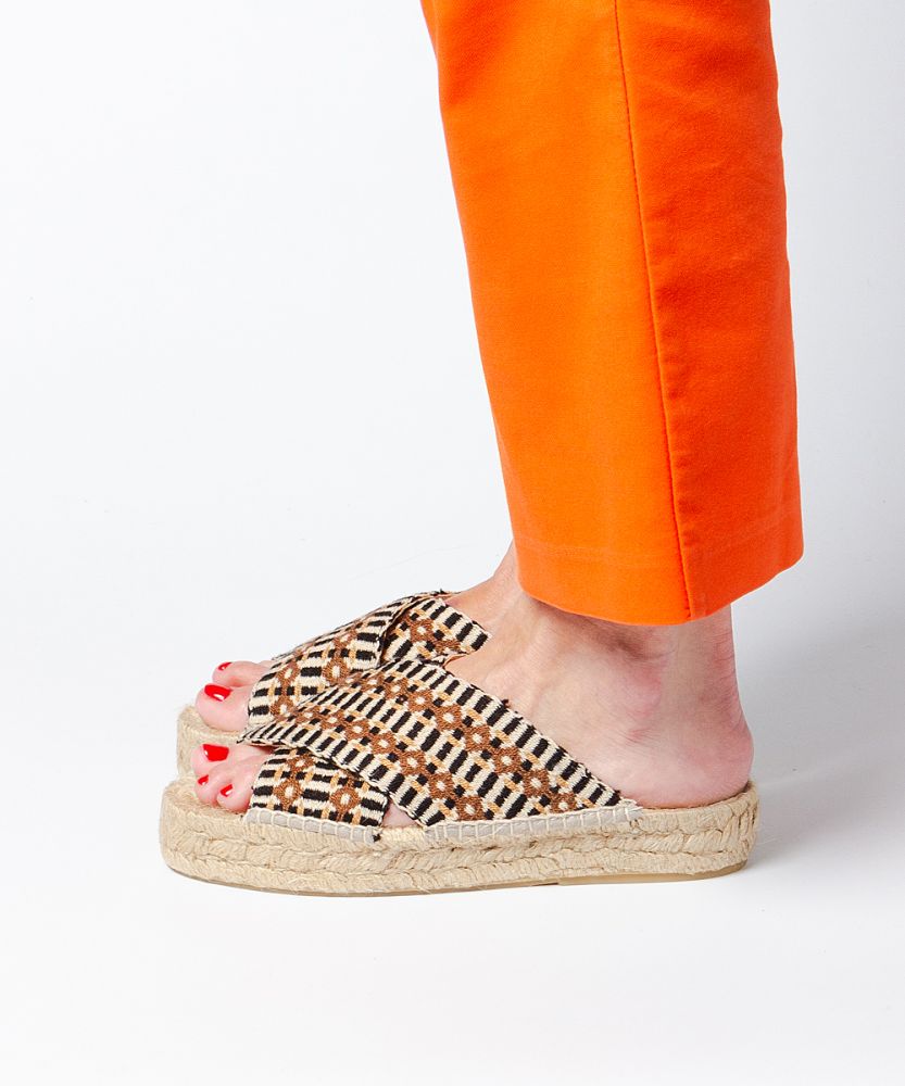 ESPADRILLE CROSSED WIDE BAND- ROYAL BLUE & BURGUNDY