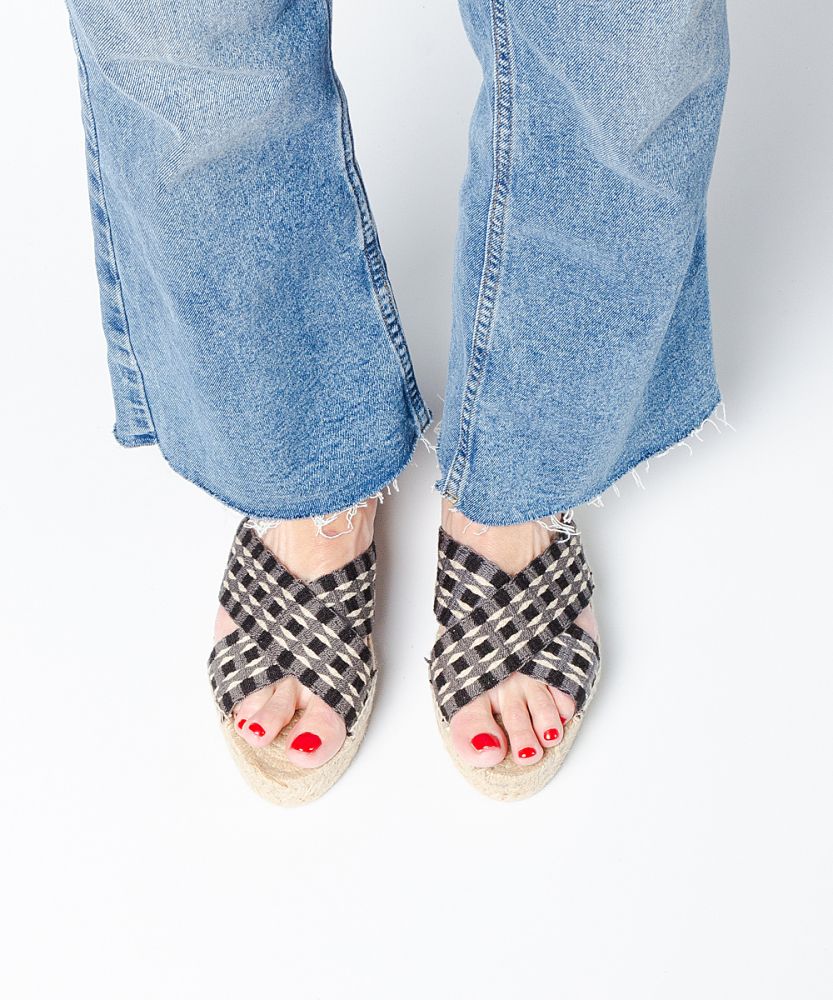 ESPADRILLE WITH CROSSED BAND - SACRAMENTO - Grey & Black