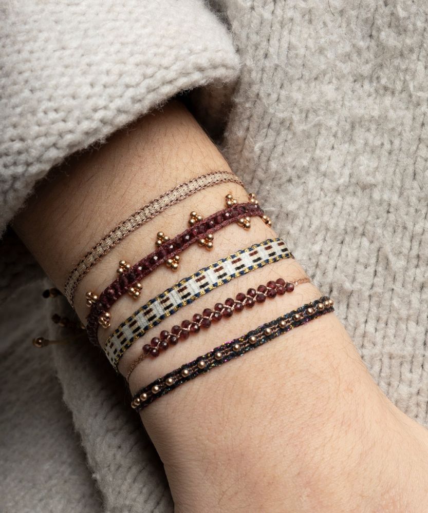 SET BRACELETS - BLACK AND BURGUNDY