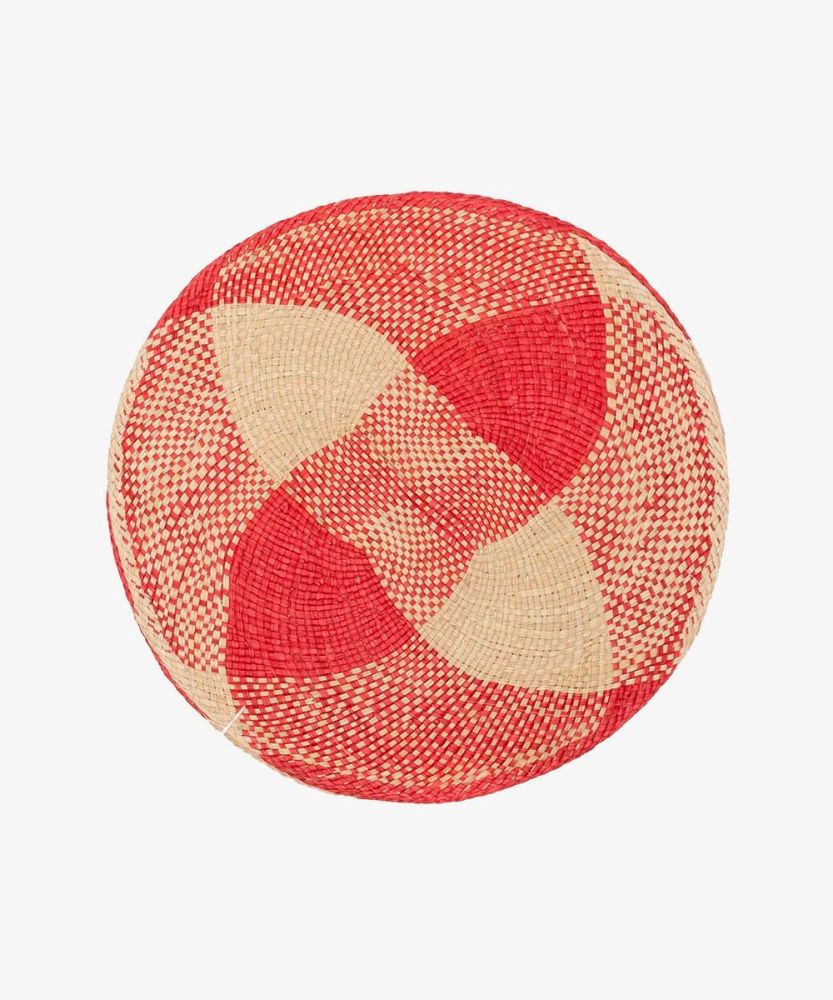 Individual redondo - 1 UNIDAD - ROJO Y BEIGE