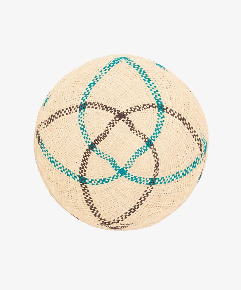 Round placemat - 1 UNIT - TURQUOISE & BLACK