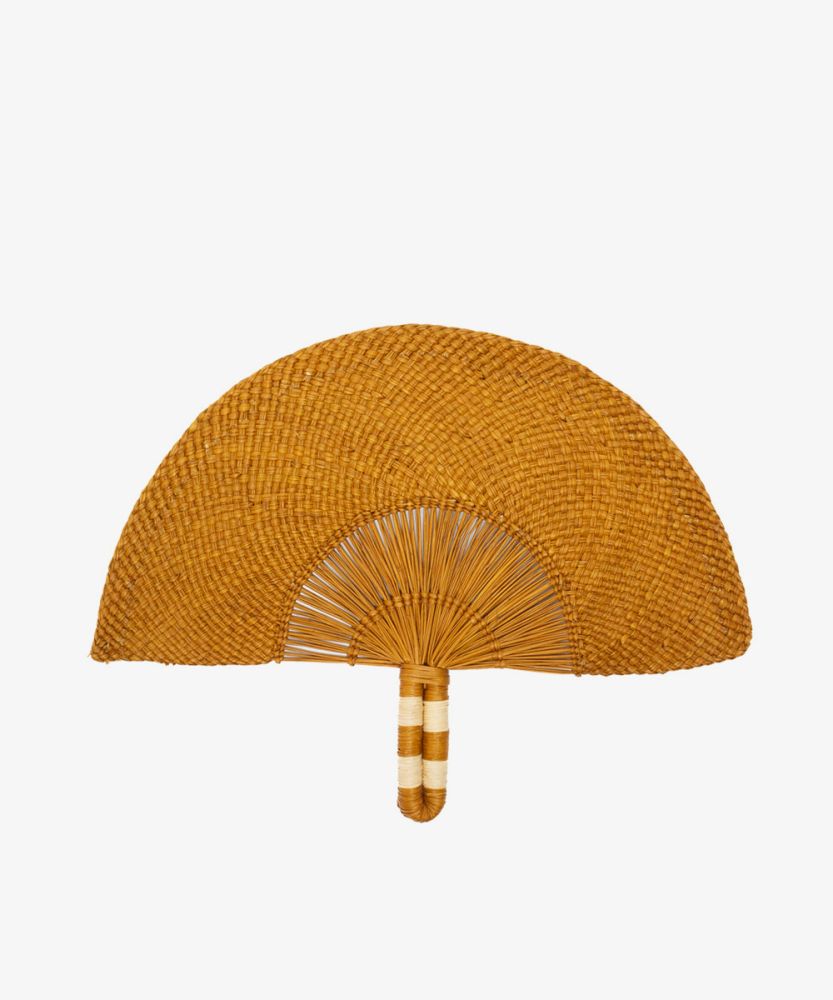 Handwoven fan - CAMEL & BEIGE