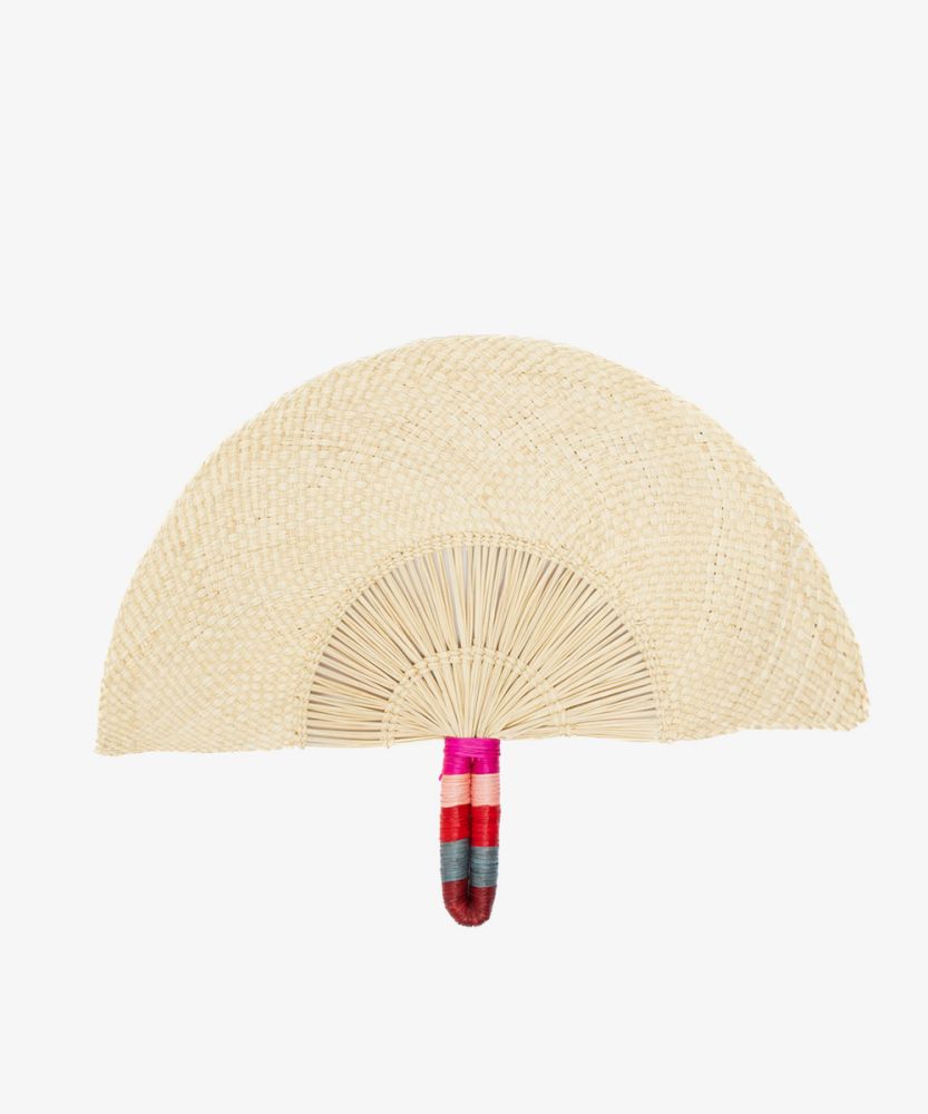 Handwoven fan - BEIGE & FUCHSIA