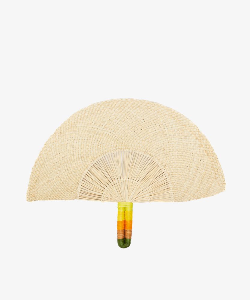 Handwoven fan - BEIGE & GREEN