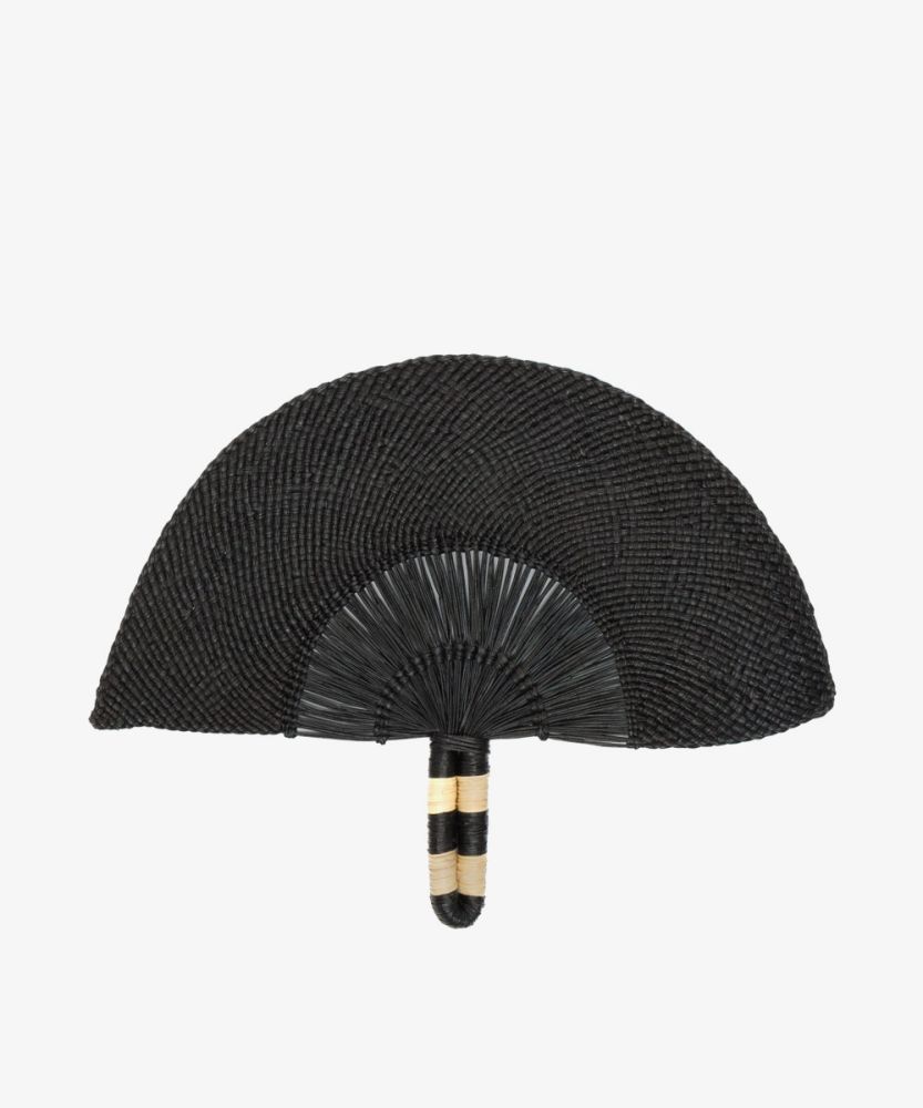 Handwoven fan - BLACK & BEIGE
