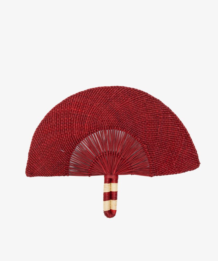 Handwoven fan - BURGUNDY & BEIGE