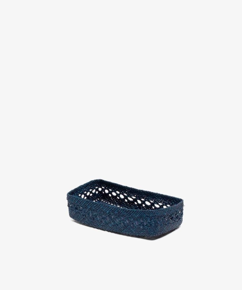 CAJA DE IRACA RECTANGULAR S - MAYA AZUL