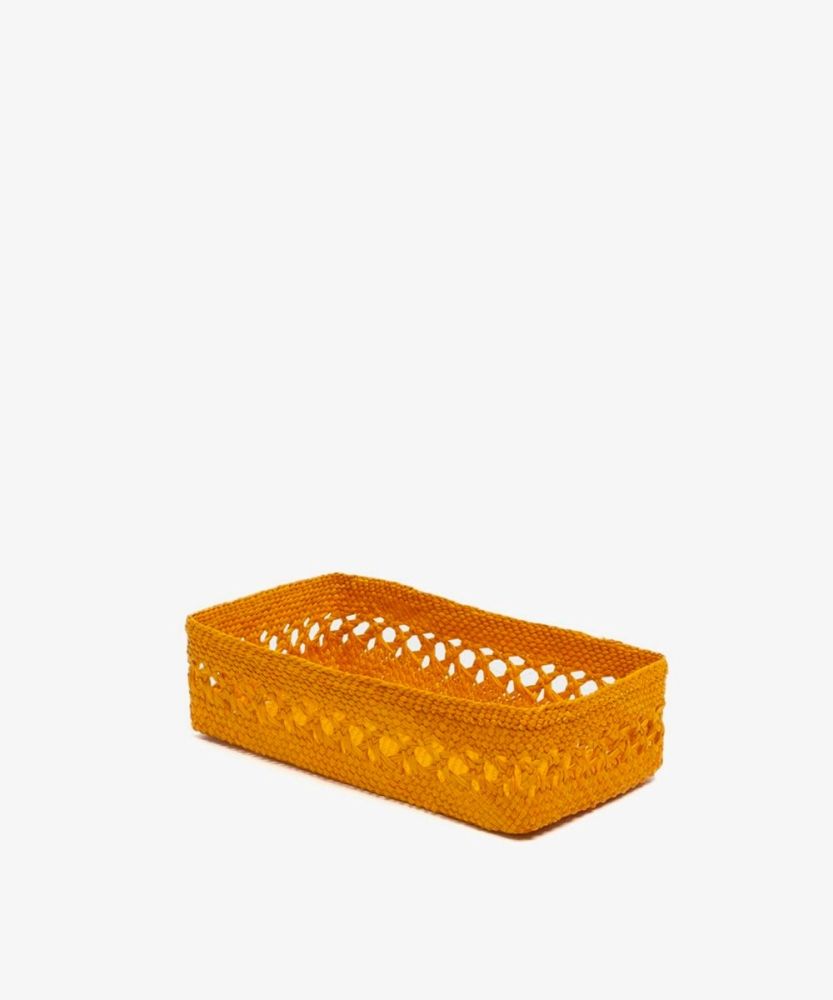 Rectangular Iraca Basket M - DARK ORANGE
