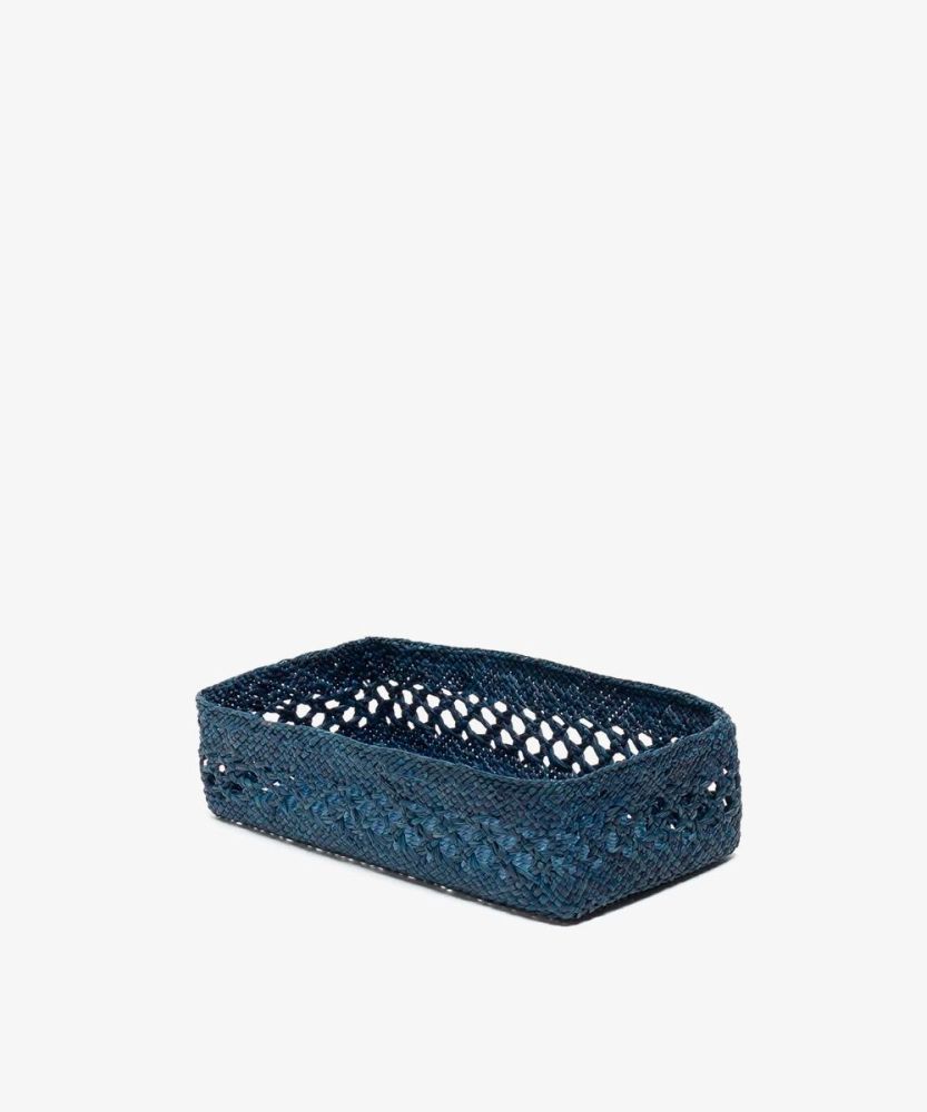 CAJA DE IRACA RECTANGULAR M - MAYA AZUL