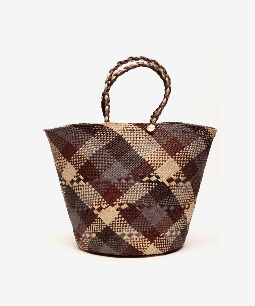 CANASTO M - SQUARES GR-BL-BURG-BEIGE