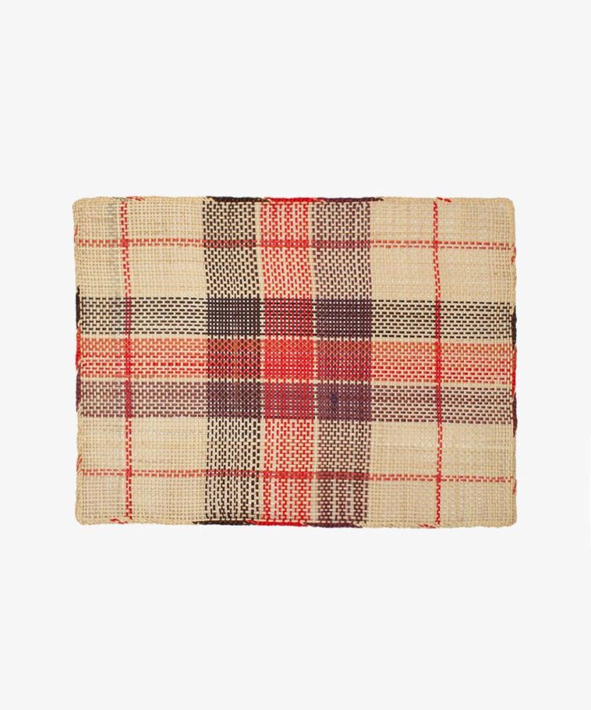 Straw placemat - SET OF 6 - RED & BLACK
