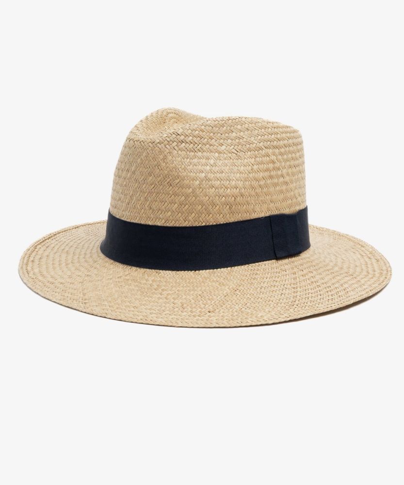 PANAMA HAT WITH  BLUE RIBBON- TOAST