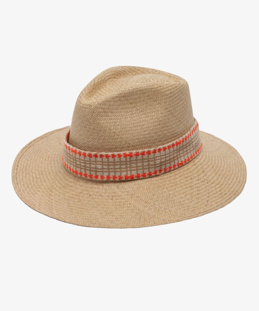 PANAMA HAT WITH RIBBON - TOAST