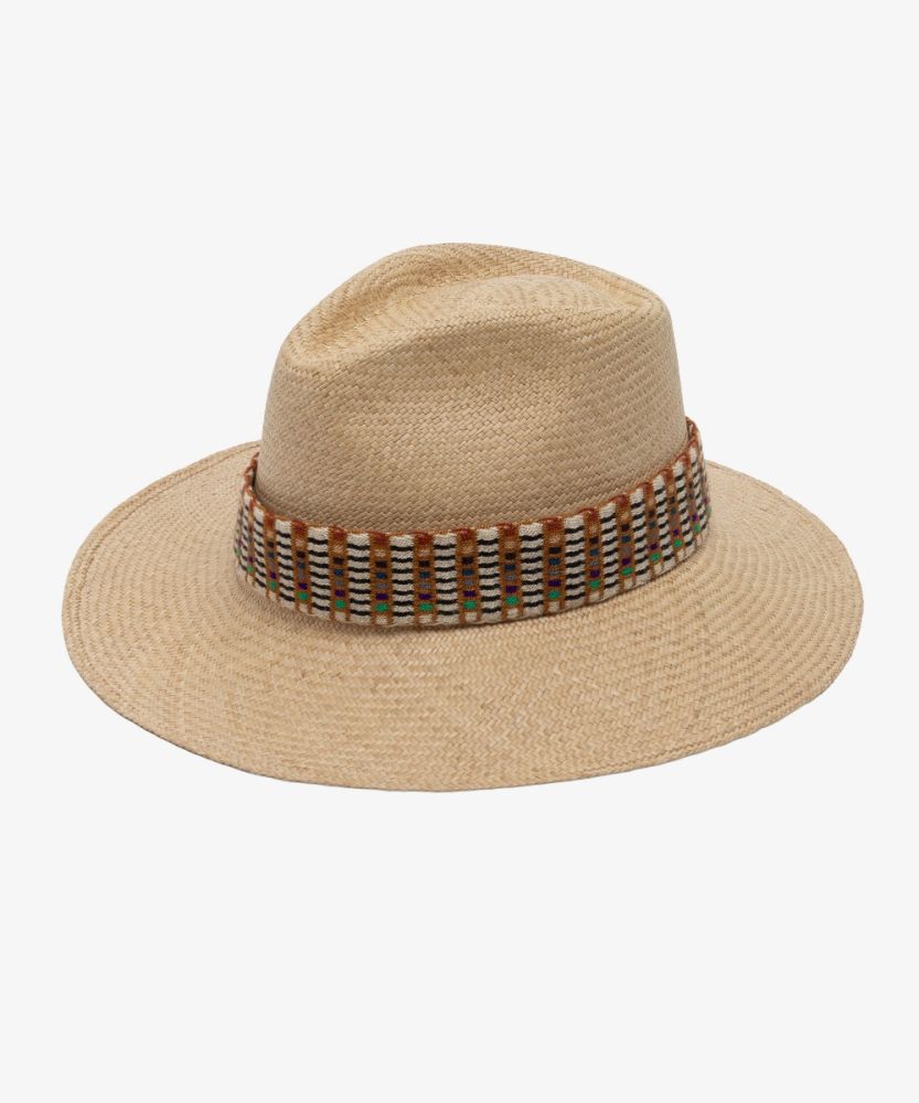 PANAMA HAT WITH BLACK RIBBON - TOAST