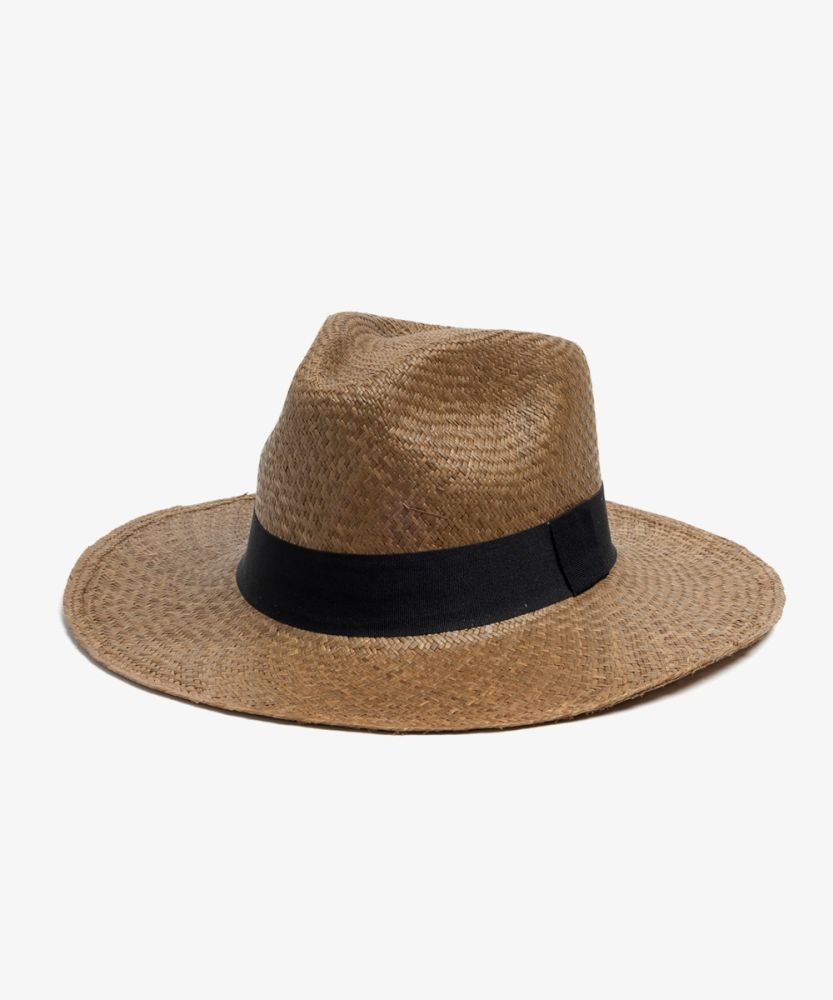 PANAMA HAT WITH BLACK RIBBON - WALNUT