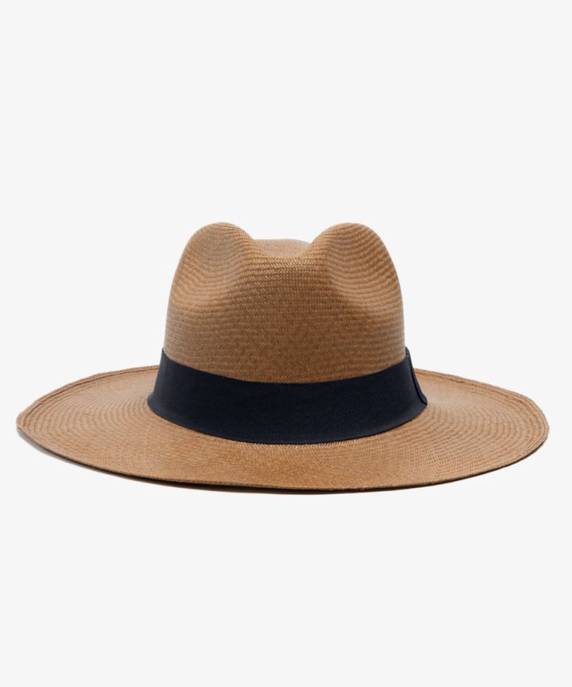 PANAMA HAT, EXTRA, WITH RIBBON - DARK BROWN
