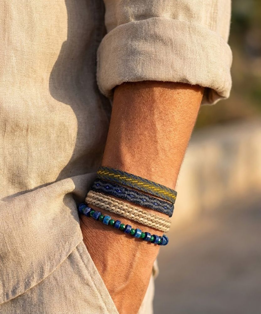 SET PULSERAS - AZUL Y TONOS TIERRA