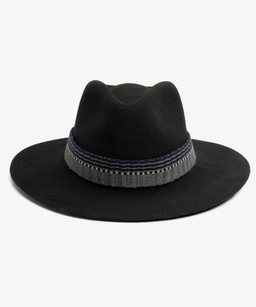 SOMBRERO DE LANA LONDRES L - NEGRO & CORDÓN NARANJA