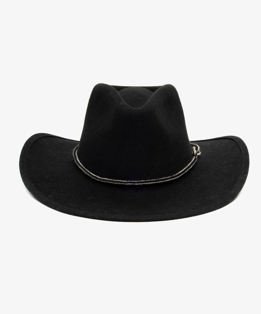 SOMBRERO DE LANA COWBOY XL - NEGRO & CORDÓN NEGRO Y BLANCO