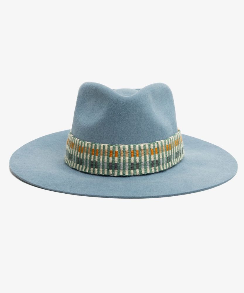 WOOL HAT WITH RIBBON - DENIM BLUE