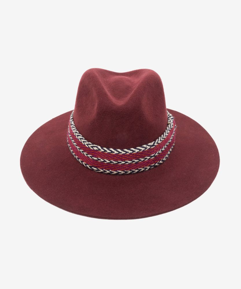 SOMBRERO DE FIELTRO CON CINTA - BURDEOS