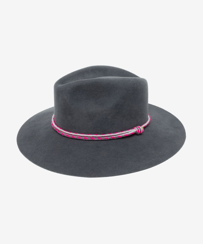 WOOL HAT WITH RIBBON - DARK GREY