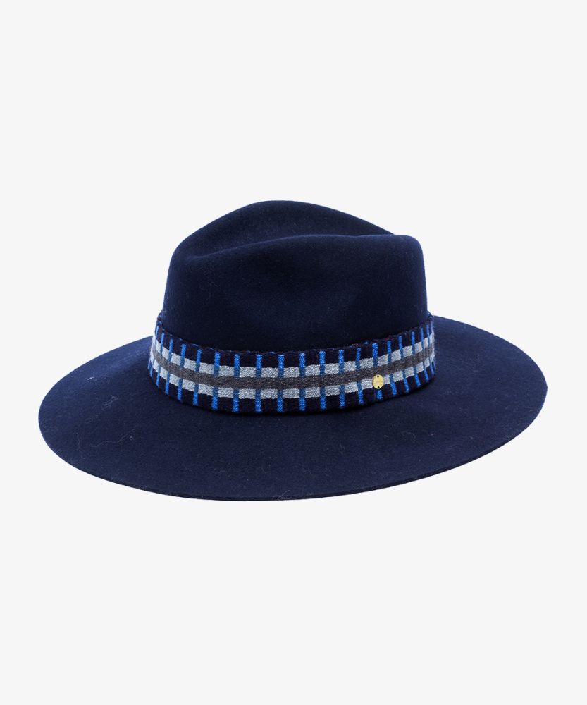 WOOL HAT WITH RIBBON - NAVY BLUE
