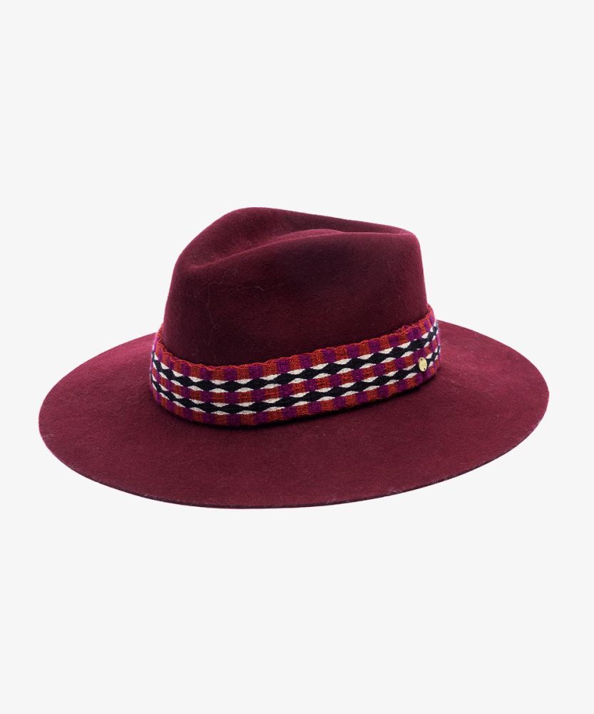 WOOL HAT WITH RIBBON - BURGUNDY