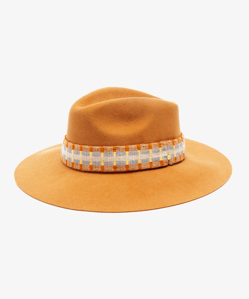 WOOL HAT WITH RIBBON - MUSTARD