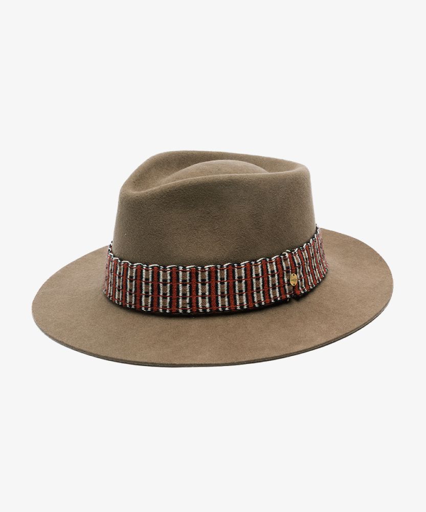 WOOL HAT LARGE BRIM - WALNUT